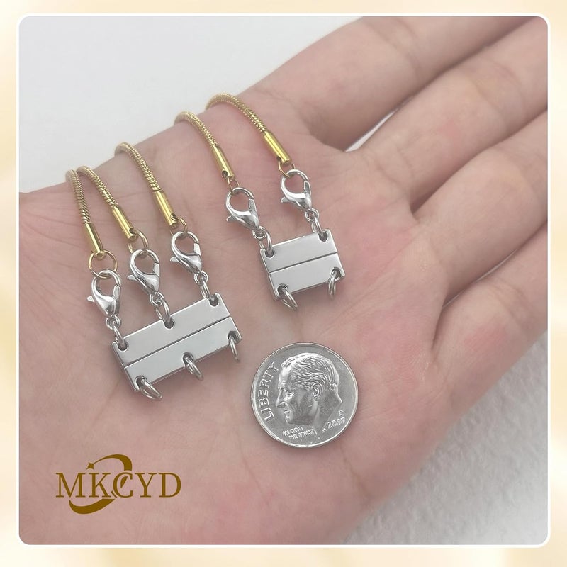 MKCYD Multi Necklace Layering Clasp Strong Magnetic Clasps, Gold and Silver Necklace Separator for Layering, Multiple Jewelry Closures for Layered Look - Image 3